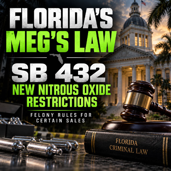 Florida’s Meg’s Law Restricts Nitrous Oxide Sales as RHINO Lawyers Helps Clients Understand New Felony Rules
